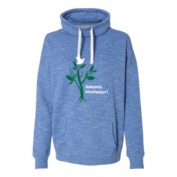 J. America - Women’s Mélange Fleece Cowl Neck Sweatshirt - Printed Logo Thumbnail