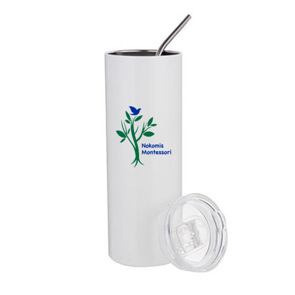 20 oz Stainless Steel Tumbler w/ Straw & Lid - Sublimated Logo Thumbnail